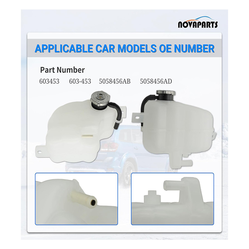 603-453 Radiator Coolant Overflow Bottle Reservoir Tank w/Cap & Tube for 2009-2019 Dodge Journey 3.5L 3.6L V6 5058456AB 5058456AD - Image 3